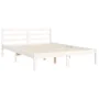 White solid wood bed frame with headboard 140x200 cm by vidaXL, Beds and slatted bases - Ref: Foro24-3194117, Price: 136,81 €...