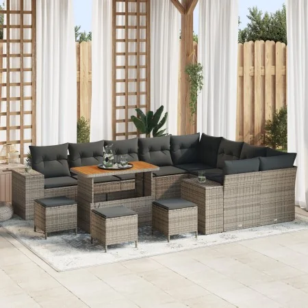 Juego de Sofás de Jardín de 13 Piezas con Cojines Gris Ratán, Juego de Comedor de Jardín de 4 Piezas con Cojines Gris Ratán | Foro24.es | Tu tienda online para hogar, jardín y más Foro24.es
