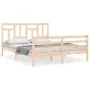 Bed frame with solid wood headboard 160x200 cm by vidaXL, Beds and slatted bases - Ref: Foro24-3194971, Price: 138,62 €, Disc...