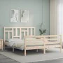 Bed frame with solid wood headboard 160x200 cm by vidaXL, Beds and slatted bases - Ref: Foro24-3194971, Price: 138,62 €, Disc...