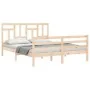 Bed frame with solid wood headboard 160x200 cm by vidaXL, Beds and slatted bases - Ref: Foro24-3194971, Price: 138,62 €, Disc...