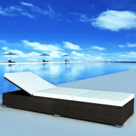 Lounger with brown synthetic rattan cushion by vidaXL, Loungers - Ref: Foro24-44403, Price: 134,85 €, Discount: %