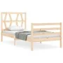 Bed frame with solid wood headboard 100x200 cm by vidaXL, Beds and slatted bases - Ref: Foro24-3194366, Price: 103,73 €, Disc...
