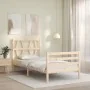 Bed frame with solid wood headboard 100x200 cm by vidaXL, Beds and slatted bases - Ref: Foro24-3194366, Price: 103,73 €, Disc...