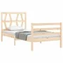 Bed frame with solid wood headboard 100x200 cm by vidaXL, Beds and slatted bases - Ref: Foro24-3194366, Price: 103,73 €, Disc...