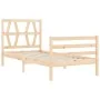 Bed frame with solid wood headboard 100x200 cm by vidaXL, Beds and slatted bases - Ref: Foro24-3194366, Price: 103,73 €, Disc...