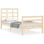 Bed frame with solid wood headboard 100x200 cm by vidaXL, Beds and slatted bases - Ref: Foro24-3193976, Price: 106,87 €, Disc...