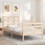 Bed frame with solid wood headboard 100x200 cm by vidaXL, Beds and slatted bases - Ref: Foro24-3193976, Price: 106,87 €, Disc...