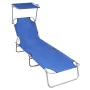 Tumbona plegable con toldo aluminio azul de vidaXL, Tumbonas - Ref: Foro24-47769, Precio: 59,82 €, Descuento: %