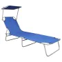 Tumbona plegable con toldo aluminio azul de vidaXL, Tumbonas - Ref: Foro24-47769, Precio: 59,82 €, Descuento: %