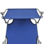 Folding sun lounger with blue aluminum awning by vidaXL, Loungers - Ref: Foro24-47769, Price: 57,92 €, Discount: %