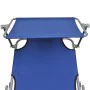 Tumbona plegable con toldo aluminio azul de vidaXL, Tumbonas - Ref: Foro24-47769, Precio: 59,82 €, Descuento: %