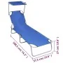 Folding sun lounger with blue aluminum awning by vidaXL, Loungers - Ref: Foro24-47769, Price: 57,92 €, Discount: %