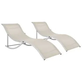 Folding sun loungers 2 units cream textilene by vidaXL, Loungers - Ref: Foro24-47785, Price: 235,95 €, Discount: %