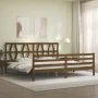 Estructura cama y cabecero madera maciza marrón miel 200x200 cm de vidaXL, Camas y somieres - Ref: Foro24-3194399, Precio: 17...