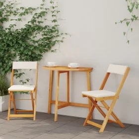 Juego de Bistro de 3 Piezas con Cojines de Madera