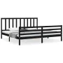 Bed frame with black solid wood headboard 200x200 cm by vidaXL, Beds and slatted bases - Ref: Foro24-3193880, Price: 165,23 €...