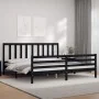 Estructura de cama con cabecero madera maciza negro 200x200 cm de vidaXL, Camas y somieres - Ref: Foro24-3193880, Precio: 165...