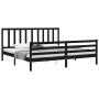 Bed frame with black solid wood headboard 200x200 cm by vidaXL, Beds and slatted bases - Ref: Foro24-3193880, Price: 165,23 €...