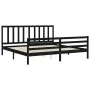 Bed frame with black solid wood headboard 200x200 cm by vidaXL, Beds and slatted bases - Ref: Foro24-3193880, Price: 165,23 €...