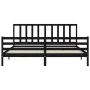 Bed frame with black solid wood headboard 200x200 cm by vidaXL, Beds and slatted bases - Ref: Foro24-3193880, Price: 165,23 €...