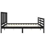 Bed frame with black solid wood headboard 200x200 cm by vidaXL, Beds and slatted bases - Ref: Foro24-3193880, Price: 165,23 €...