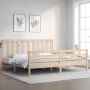 Bed frame with solid wood headboard 200x200 cm by vidaXL, Beds and slatted bases - Ref: Foro24-3193811, Price: 142,10 €, Disc...