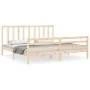 Bed frame with solid wood headboard 200x200 cm by vidaXL, Beds and slatted bases - Ref: Foro24-3193811, Price: 142,10 €, Disc...