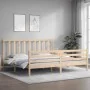 Bed frame with solid wood headboard 200x200 cm by vidaXL, Beds and slatted bases - Ref: Foro24-3193811, Price: 142,10 €, Disc...