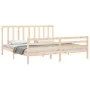 Bed frame with solid wood headboard 200x200 cm by vidaXL, Beds and slatted bases - Ref: Foro24-3193811, Price: 142,10 €, Disc...