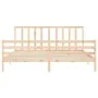 Bed frame with solid wood headboard 200x200 cm by vidaXL, Beds and slatted bases - Ref: Foro24-3193811, Price: 142,10 €, Disc...
