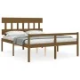 Cama de matrimonio personas mayores cabecero madera marrón miel de vidaXL, Camas y somieres - Ref: Foro24-3195424, Precio: 15...