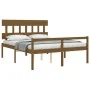 Cama de matrimonio personas mayores cabecero madera marrón miel de vidaXL, Camas y somieres - Ref: Foro24-3195424, Precio: 15...
