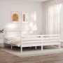 Estructura de cama con cabecero madera maciza blanco 200x200 cm de vidaXL, Camas y somieres - Ref: Foro24-3195112, Precio: 15...