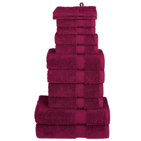 Juego de toallas premium SOLUND 12 unidades burdeos 600 gsm | Foro24.es | Tu tienda online para hogar, jardín y más Foro24.es