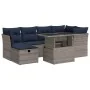 Set sofás jardín y cojines 7 pzas ratán sintético acacia gris de , Conjuntos de jardín - Ref: Foro24-3327781, Precio: 563,33 ...