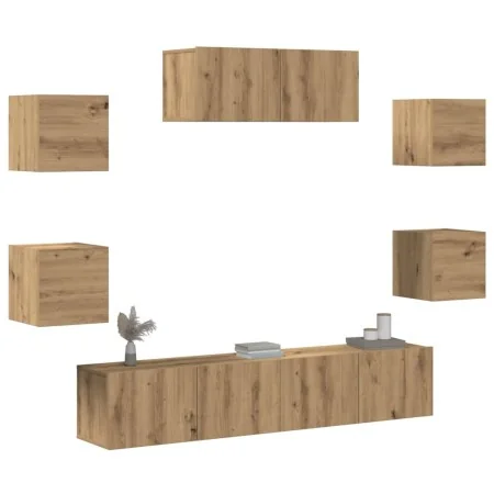 Mueble para TV de pared 7 piezas roble artesanal de , Muebles TV - Ref: Foro24-3329208, Precio: 198,06 €, Descuento: -5%%