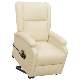 Sillón de masaje elevable cuero sintético crema de , Sillones de masaje eléctricos - Ref: Foro24-329693, Precio: 206,18 €, De...