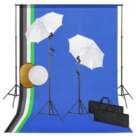 Kit estudio fotográfico lámparas, sombrillas, fondo y reflector de , Flashes e iluminaciones de estudio - Ref: Foro24-3067097...