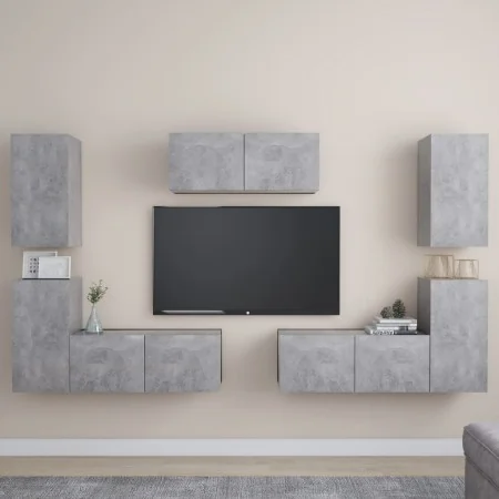 Set muebles de salón TV 7 pzas madera ingeniería gris hormigón de , Muebles TV - Ref: Foro24-3079092, Precio: 220,64 €, Descu...