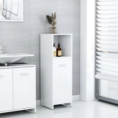 Armario de baño madera contrachapada blanco brillo 30x30x95 cm de , Muebles de baño - Ref: Foro24-802594, Precio: 65,73 €, De...