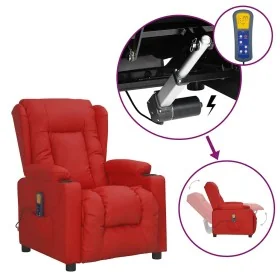 Sillón de masaje elevable cuero sintético rojo