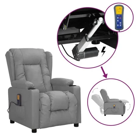 Sillón de masaje elevable cuero sintético gris | Foro24.es | Tu tienda online para hogar, jardín y más Foro24.es