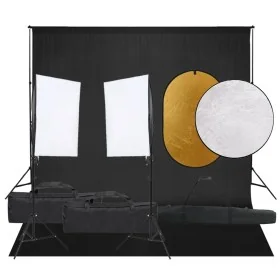 Kit de estudio fotográfico con set de luces, fondo y reflector de , Flashes e iluminaciones de estudio - Ref: Foro24-3094756,...