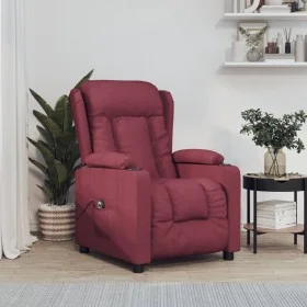 Sillón reclinable eléctrico tela rojo tinto