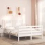 White solid wood bed frame with headboard 140x200 cm by vidaXL, Beds and slatted bases - Ref: Foro24-3194572, Price: 144,20 €...