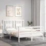 White solid wood bed frame with headboard 140x200 cm by vidaXL, Beds and slatted bases - Ref: Foro24-3194572, Price: 144,20 €...