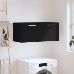 Armario de pared madera de ingeniería negro 80x36,5x35 cm de , Taquillas y armarios de almacenamiento - Ref: Foro24-830061, P...