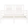 White solid wood bed frame with headboard 140x200 cm by vidaXL, Beds and slatted bases - Ref: Foro24-3194572, Price: 144,20 €...