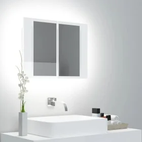 Armario espejo de baño LED acrílico blanco brillo 60x12x45 cm de , Tocadores de baño - Ref: Foro24-804961, Precio: 51,72 €, D...